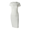 Cotton Long Spring Party Dress Fashion Solid O-Neck Short Sleeve Office Lady Summer Dress Plus Size Slim Casual Pencil Vestidos