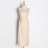 CHICEVER Summer Sleeveless Solid Dress Women O Neck Off Shoulder High Waist Bandage Elegant Midi Dresses Female Fashion 2020 New