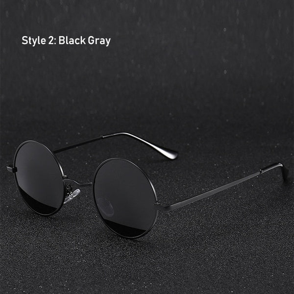 Retro Classic Vintage Round Polarized Sunglasses Men Brand Designer Sun Glasses Women Metal Frame Black lens Eyewear Driving