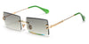 Peekaboo small rectangle sunglasses women rimless square sun glasses for women 2019 summer style female uv400 green brown