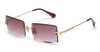 Peekaboo small rectangle sunglasses women rimless square sun glasses for women 2019 summer style female uv400 green brown