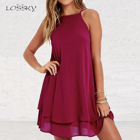 New Fashion Women Sexy Plus Size Summer Dresses Evening Party Beach Mini Dress S-XXL New