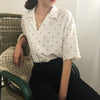 Fashion Women Polka Dot Summer Short Sleeve Blouse Women's Turn Down Collar Casual Short Tops