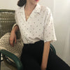 Fashion Women Polka Dot Summer Short Sleeve Blouse Women's Turn Down Collar Casual Short Tops