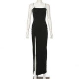 Cryptographic Sexy Women's Maxi Dresses Strap Backless Split Long Dress Fashion Fall 2020 Elegant Ladies Party Club Dresses
