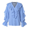 Women's Blouse 2020 Celmia Summer Ruffled Stylish Top Plus Size Sexy V neck Long Sleeve Shirt Female Casual Buttons Sweet Blusas