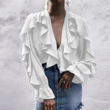 Women's Blouse 2020 Celmia Summer Ruffled Stylish Top Plus Size Sexy V neck Long Sleeve Shirt Female Casual Buttons Sweet Blusas