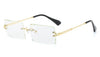 Peekaboo small rectangle sunglasses women rimless square sun glasses for women 2019 summer style female uv400 green brown