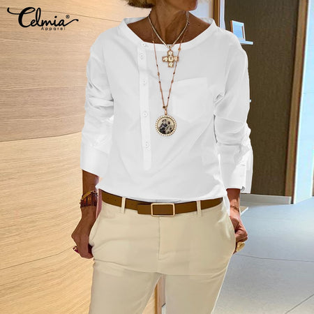 new women fashion dot stitching casual chiffon blouse shirt women long sleeve chic blusas perspective white chemise tops LS3725