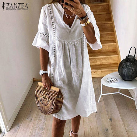 New Fashion Women Sexy Plus Size Summer Dresses Evening Party Beach Mini Dress S-XXL New