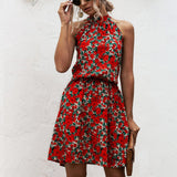 Summer Elegant Sexy beach long Dress Women 2020 Fashion Print Flowers Polka-dot strap Ladies Halter boho dress women vestidos